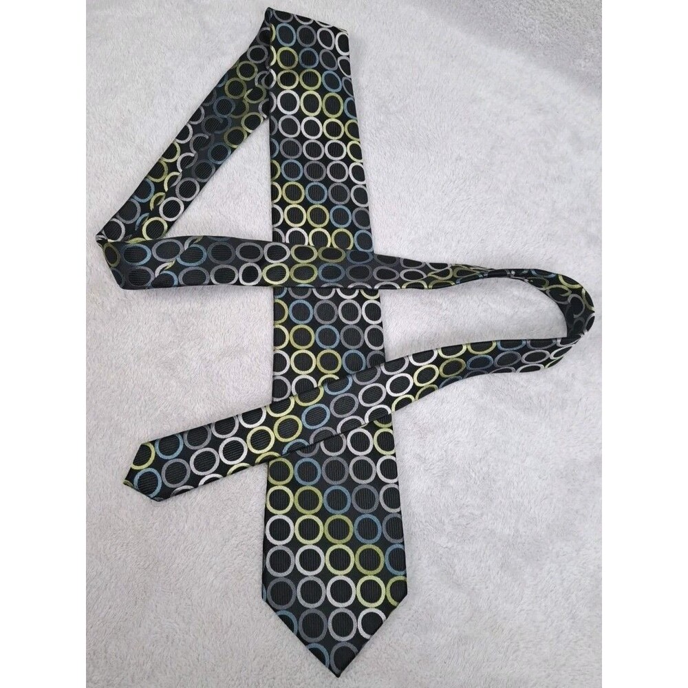 Michael Kors Tie Silk Black & Multi-colored Design Office  Professional Preppy